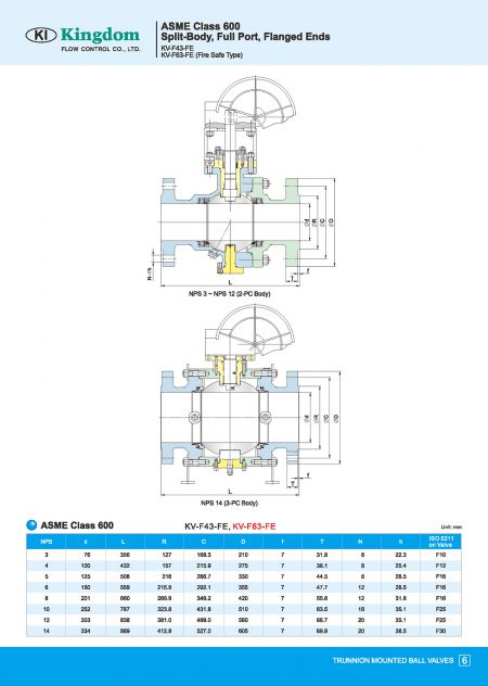 Technische Informationen zu Trunnion-Montierten Kugelhähnen ASME Klasse 600