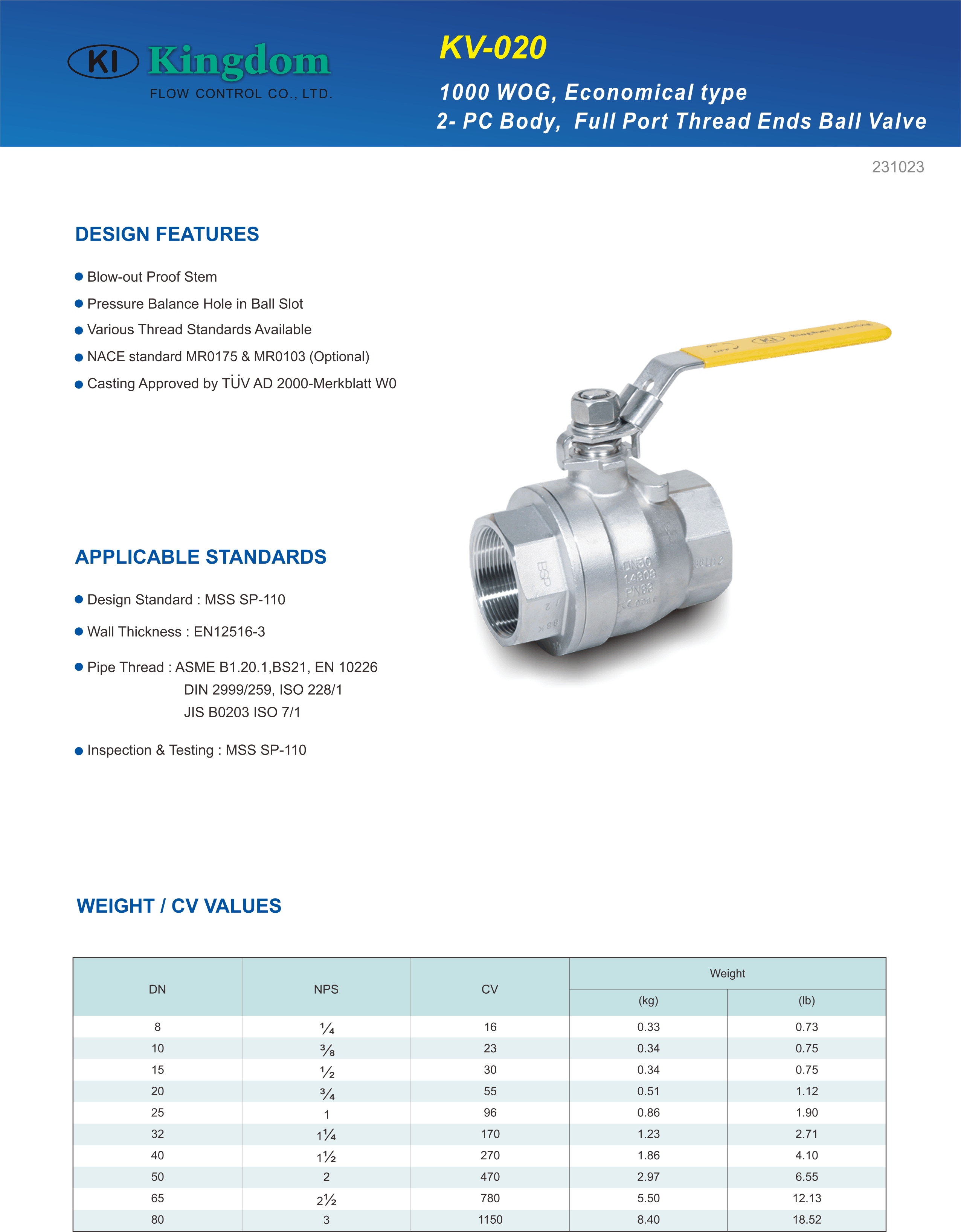 1000 WOG Ball Valve